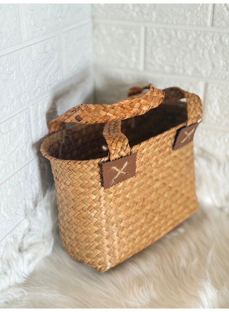 Handwoven Natural Jute Woven Basket Bag with Dual Handles – Eco-Friendly Gift Hamper & Storage Basket – Handmade Decorative Organizer – 25x17x13 cm - Image 2